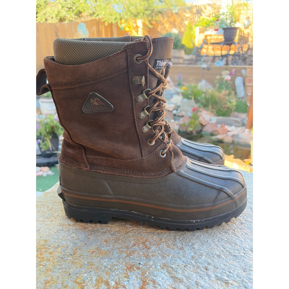 Rocky 7738 Mens Brown Thinsulate Insulated Leather Duck Boots Size 9